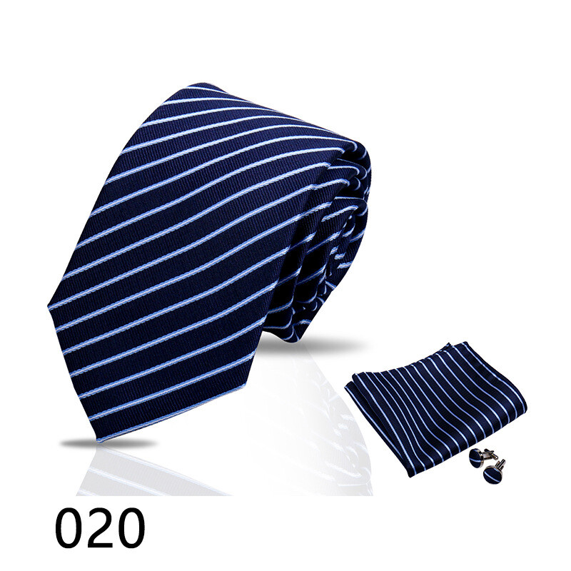 Комплект от 3 мъжки вратовръзки, джобна сако и копчета за ръкавели за бизнес официална риза, ретро карирана черна ръчно връзвана вратовръзка (Shengzhou)