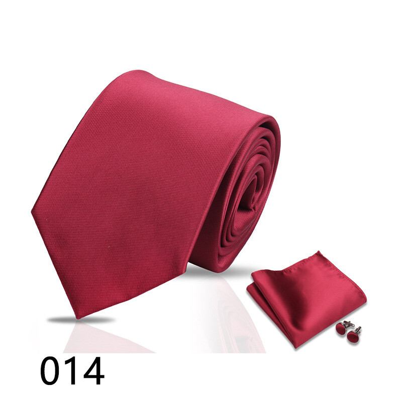 Комплект от 3 мъжки вратовръзки, джобна сако и копчета за ръкавели за бизнес официална риза, ретро карирана черна ръчно връзвана вратовръзка (Shengzhou)