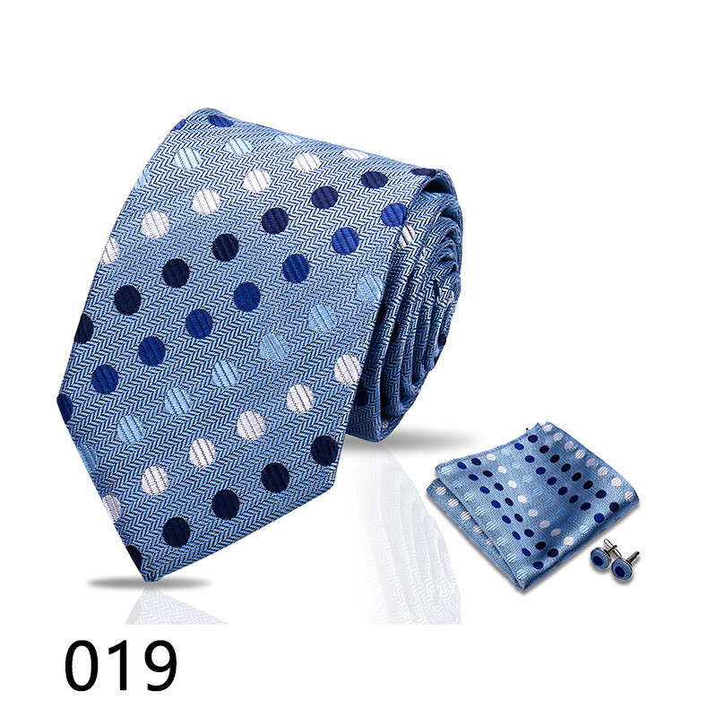 Комплект от 3 мъжки вратовръзки, джобна сако и копчета за ръкавели за бизнес официална риза, ретро карирана черна ръчно връзвана вратовръзка (Shengzhou)