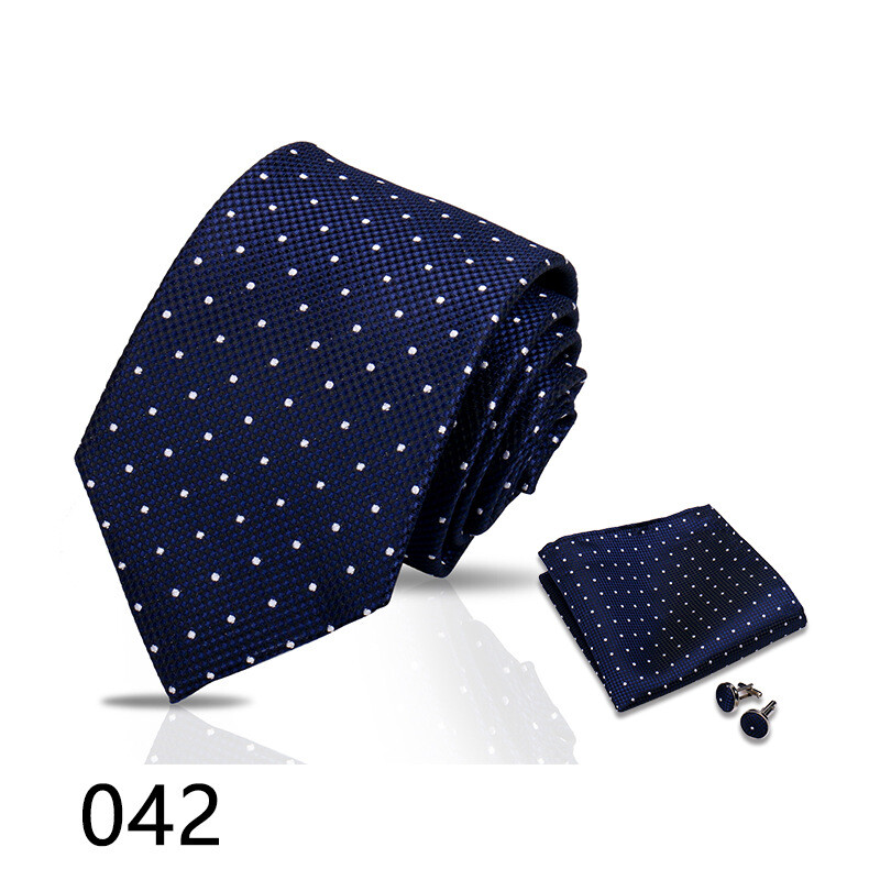 Комплект от 3 мъжки вратовръзки, джобна сако и копчета за ръкавели за бизнес официална риза, ретро карирана черна ръчно връзвана вратовръзка (Shengzhou)