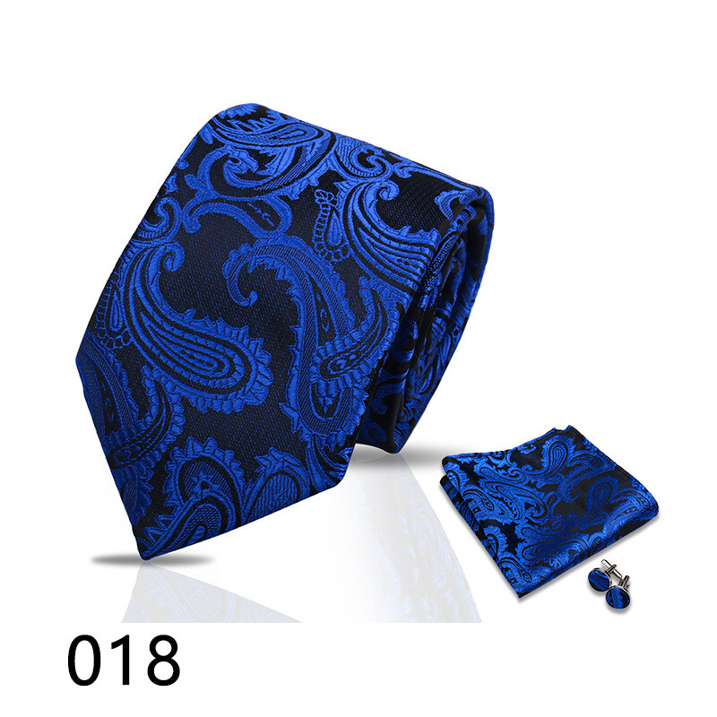 Комплект от 3 мъжки вратовръзки, джобна сако и копчета за ръкавели за бизнес официална риза, ретро карирана черна ръчно връзвана вратовръзка (Shengzhou)