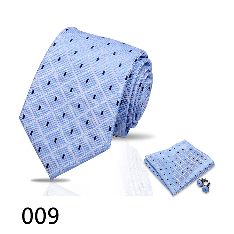 Комплект от 3 мъжки вратовръзки, джобна сако и копчета за ръкавели за бизнес официална риза, ретро карирана черна ръчно връзвана вратовръзка (Shengzhou)