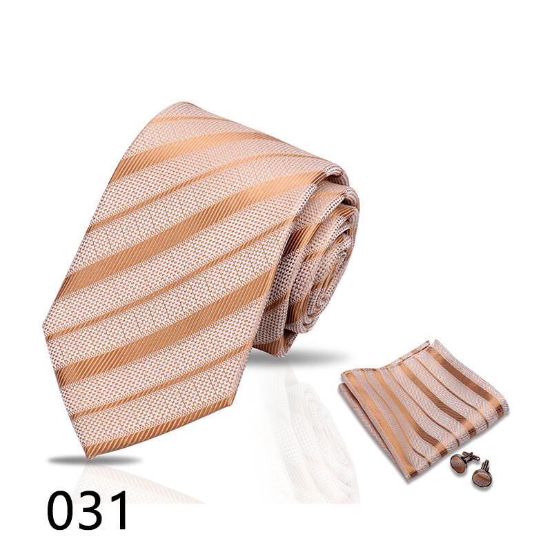 Комплект от 3 мъжки вратовръзки, джобна сако и копчета за ръкавели за бизнес официална риза, ретро карирана черна ръчно връзвана вратовръзка (Shengzhou)