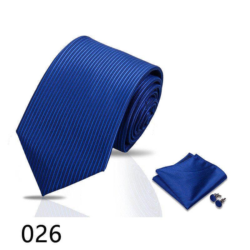 Комплект от 3 мъжки вратовръзки, джобна сако и копчета за ръкавели за бизнес официална риза, ретро карирана черна ръчно връзвана вратовръзка (Shengzhou)