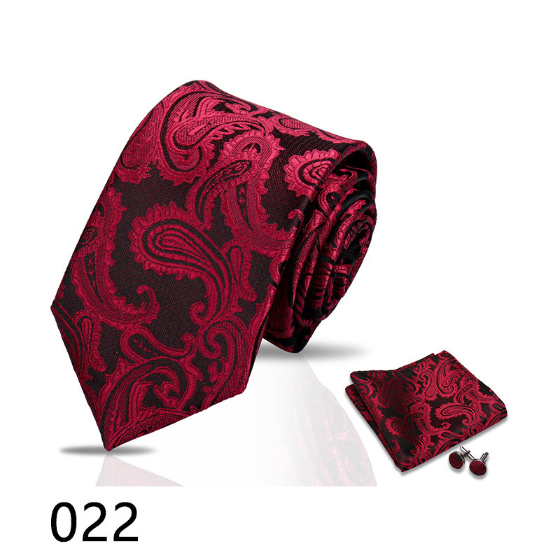 Комплект от 3 мъжки вратовръзки, джобна сако и копчета за ръкавели за бизнес официална риза, ретро карирана черна ръчно връзвана вратовръзка (Shengzhou)