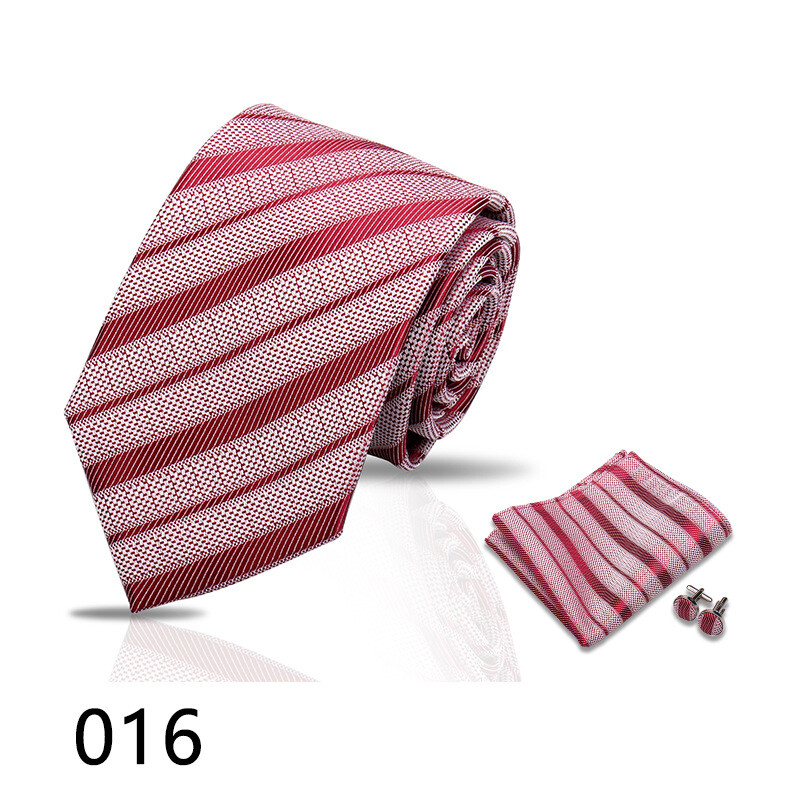 Комплект от 3 мъжки вратовръзки, джобна сако и копчета за ръкавели за бизнес официална риза, ретро карирана черна ръчно връзвана вратовръзка (Shengzhou)