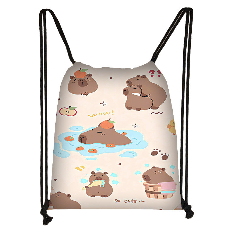 „Capibara“ raišteliu užsegamas krepšys studentams, mielas kasdienis krepšys, didelės talpos nešiojama kuprinė, aukštos klasės daiktų laikymo krepšys