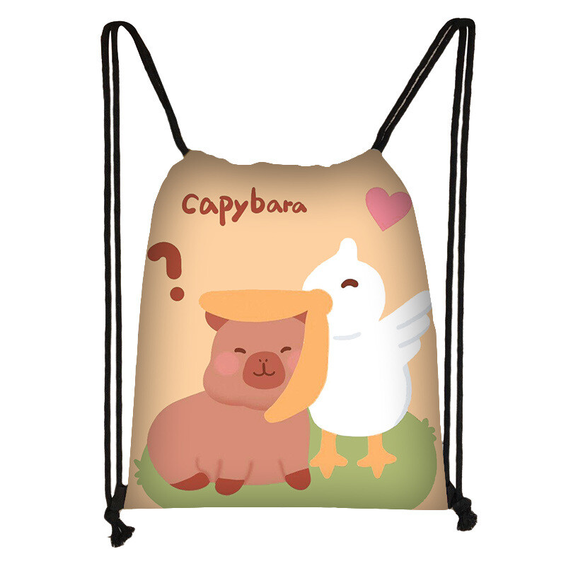 „Capibara“ raišteliu užsegamas krepšys studentams, mielas kasdienis krepšys, didelės talpos nešiojama kuprinė, aukštos klasės daiktų laikymo krepšys