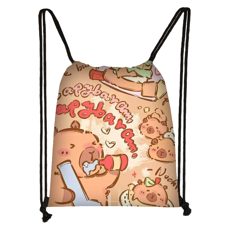 „Capibara“ raišteliu užsegamas krepšys studentams, mielas kasdienis krepšys, didelės talpos nešiojama kuprinė, aukštos klasės daiktų laikymo krepšys