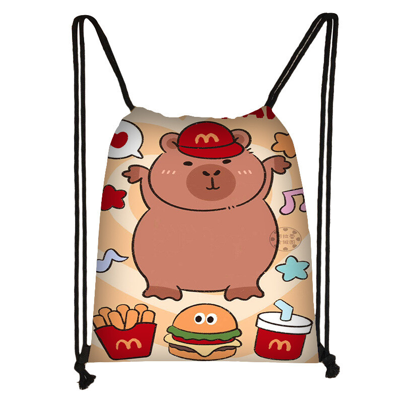 „Capibara“ raišteliu užsegamas krepšys studentams, mielas kasdienis krepšys, didelės talpos nešiojama kuprinė, aukštos klasės daiktų laikymo krepšys