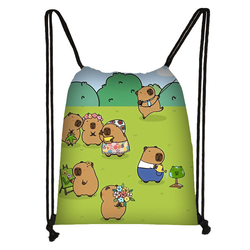 „Capibara“ raišteliu užsegamas krepšys studentams, mielas kasdienis krepšys, didelės talpos nešiojama kuprinė, aukštos klasės daiktų laikymo krepšys