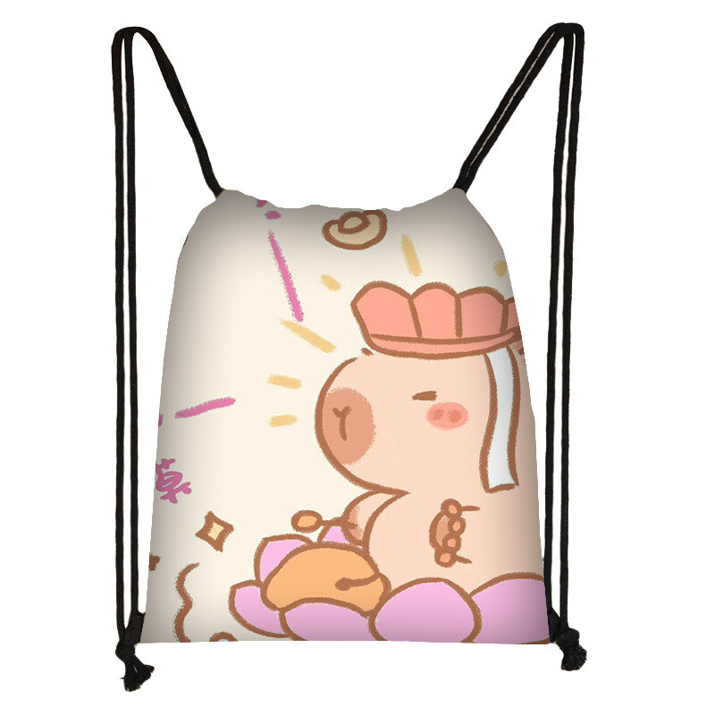 „Capibara“ raišteliu užsegamas krepšys studentams, mielas kasdienis krepšys, didelės talpos nešiojama kuprinė, aukštos klasės daiktų laikymo krepšys