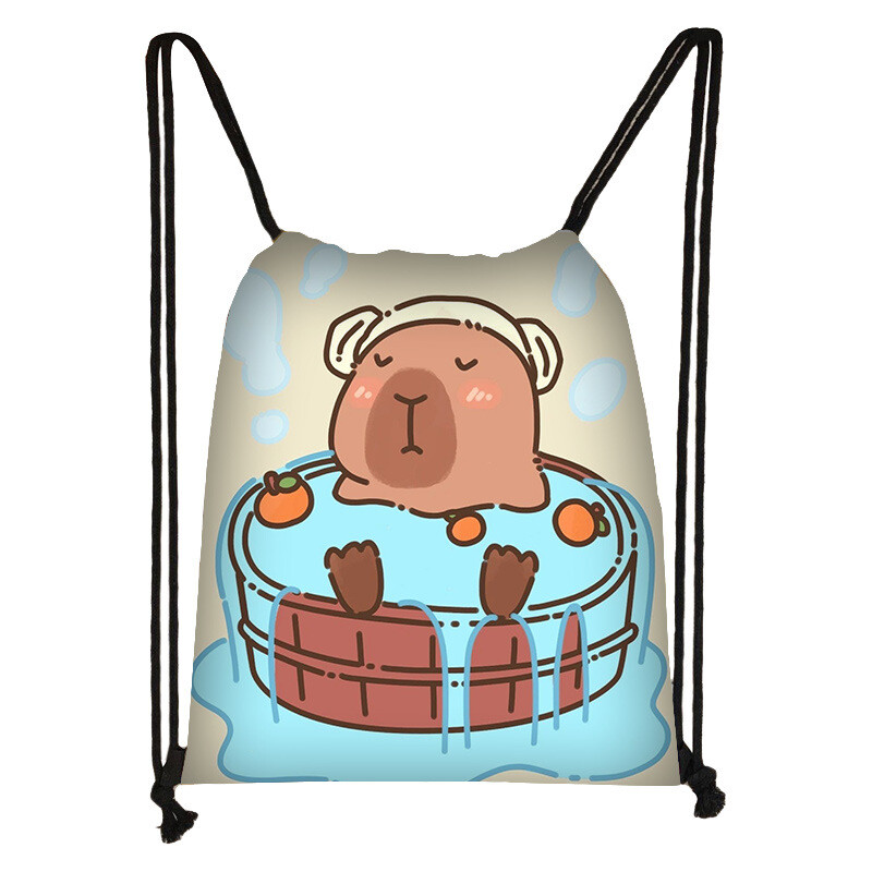 „Capibara“ raišteliu užsegamas krepšys studentams, mielas kasdienis krepšys, didelės talpos nešiojama kuprinė, aukštos klasės daiktų laikymo krepšys