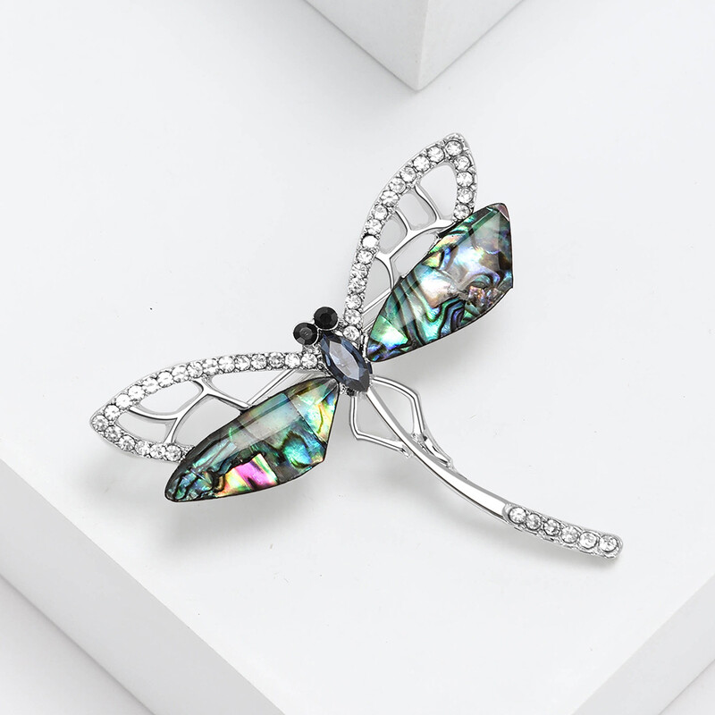 Žiemos nauja išskirtinė sagė su deimantais ir natūraliu jūrų ausytės kiautu, sagė su laumžirgio atvaizdu, universalus paltas, megztinis, korsažas, paprasti aksesuarai