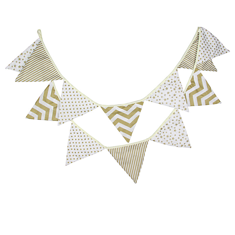 Geltono aukso medvilnės kabanti vėliavėlė vaikų gimtadienio vakarėlio vimpelo šaudymo fonas vestuvių vakarėlio išdėstymas stovyklavimo vėliavėlė