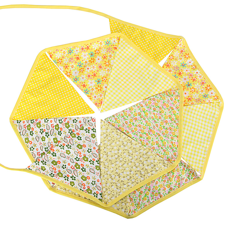 Geltono aukso medvilnės kabanti vėliavėlė vaikų gimtadienio vakarėlio vimpelo šaudymo fonas vestuvių vakarėlio išdėstymas stovyklavimo vėliavėlė