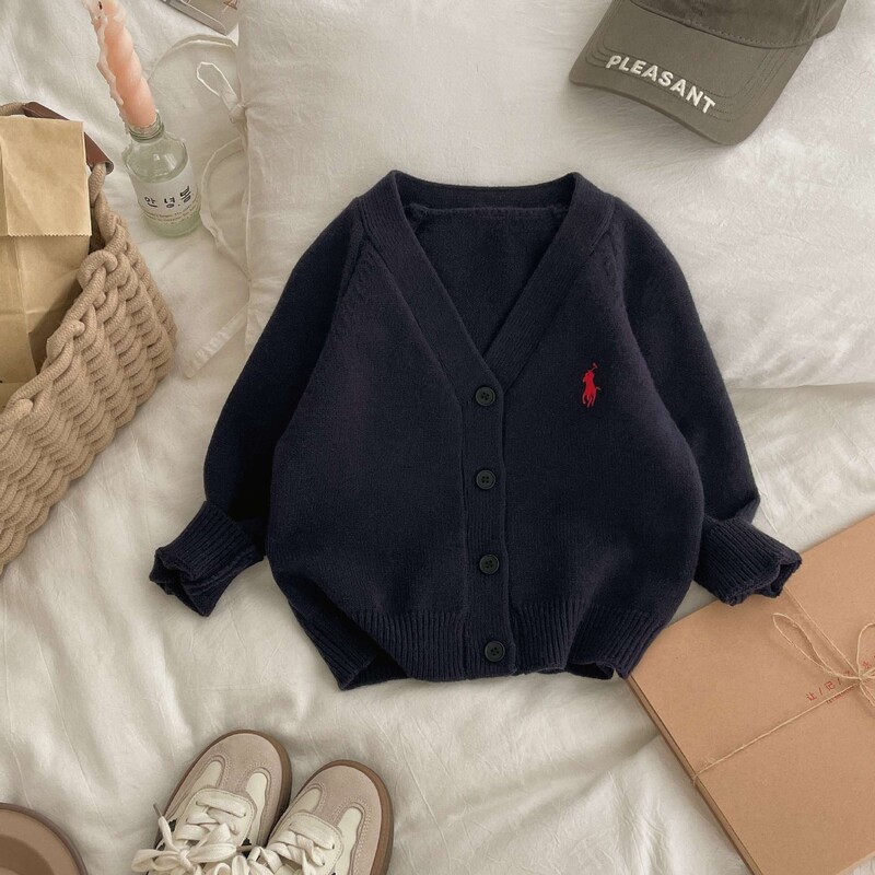 Ben Shushu pavasario ir rudens naujas korėjietiškas ponių siuvinėjimo V formos iškirptės megztinis berniukams ir mergaitėms kasdienis megztinis, universalus švarkelis ir megztinis