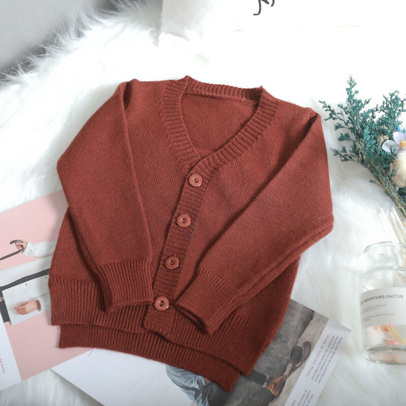 2025 m. pavasario ir rudens vaikiškas megztinis su V formos iškirpte berniukams ir mergaitėms, švarkelis, megztinis, palaidinė, minkštas megztas kūdikio kardiganas su V formos iškirpte