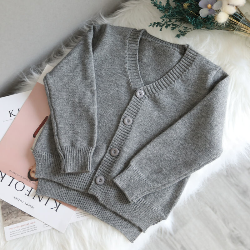 2025 m. pavasario ir rudens vaikiškas megztinis su V formos iškirpte berniukams ir mergaitėms, švarkelis, megztinis, palaidinė, minkštas megztas kūdikio kardiganas su V formos iškirpte