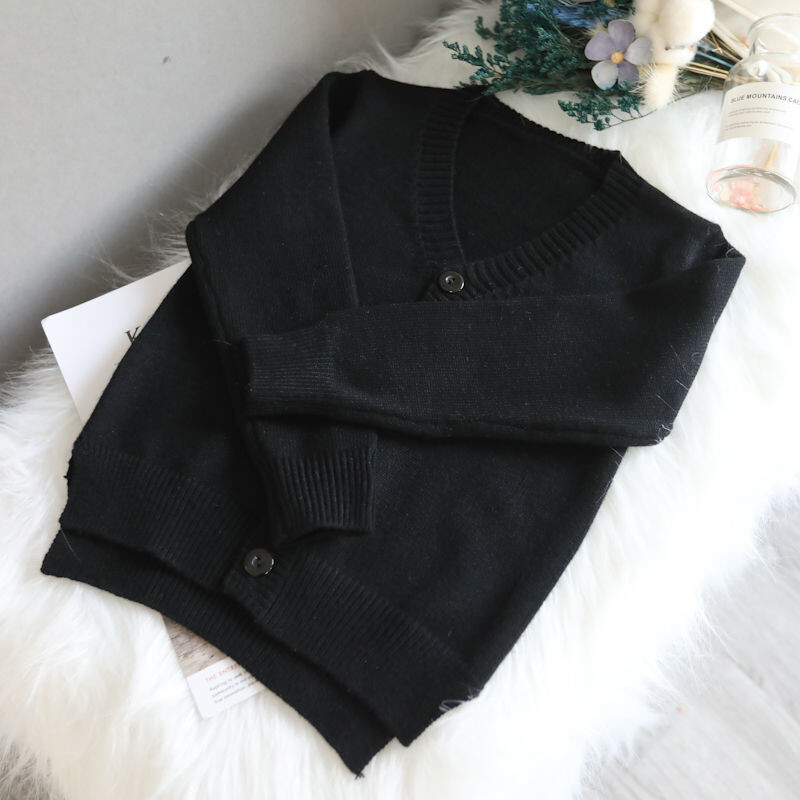 2025 m. pavasario ir rudens vaikiškas megztinis su V formos iškirpte berniukams ir mergaitėms, švarkelis, megztinis, palaidinė, minkštas megztas kūdikio kardiganas su V formos iškirpte