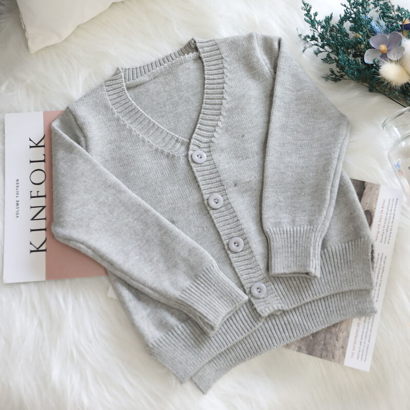 2025 m. pavasario ir rudens vaikiškas megztinis su V formos iškirpte berniukams ir mergaitėms, švarkelis, megztinis, palaidinė, minkštas megztas kūdikio kardiganas su V formos iškirpte