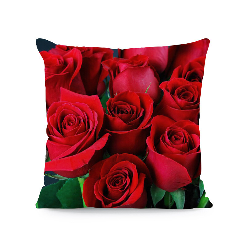 Valentino dienos pagalvės užvalkalas su rožine gėle, tekstūruotas sofos užvalkalas, itin minkštas pagalvės užvalkalas, terasos pagalvės užvalkalas, svetainės sofos puošmena