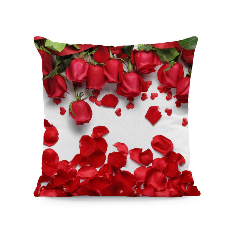 Valentino dienos pagalvės užvalkalas su rožine gėle, tekstūruotas sofos užvalkalas, itin minkštas pagalvės užvalkalas, terasos pagalvės užvalkalas, svetainės sofos puošmena