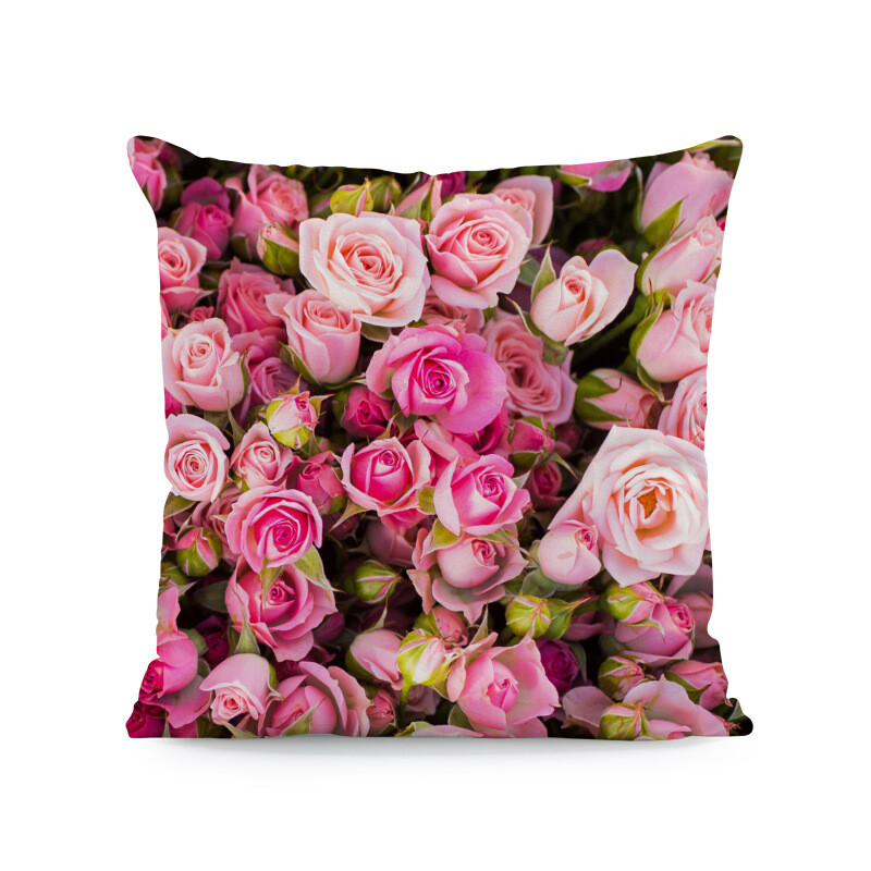 Valentino dienos pagalvės užvalkalas su rožine gėle, tekstūruotas sofos užvalkalas, itin minkštas pagalvės užvalkalas, terasos pagalvės užvalkalas, svetainės sofos puošmena