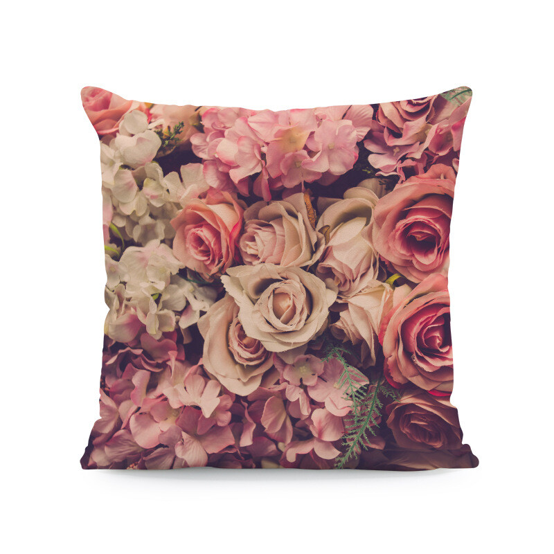 Valentino dienos pagalvės užvalkalas su rožine gėle, tekstūruotas sofos užvalkalas, itin minkštas pagalvės užvalkalas, terasos pagalvės užvalkalas, svetainės sofos puošmena