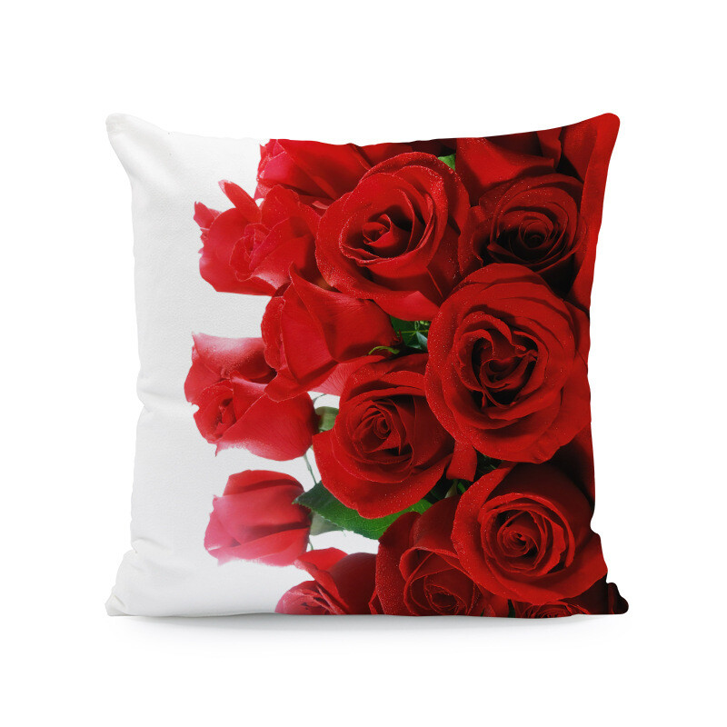 Valentino dienos pagalvės užvalkalas su rožine gėle, tekstūruotas sofos užvalkalas, itin minkštas pagalvės užvalkalas, terasos pagalvės užvalkalas, svetainės sofos puošmena