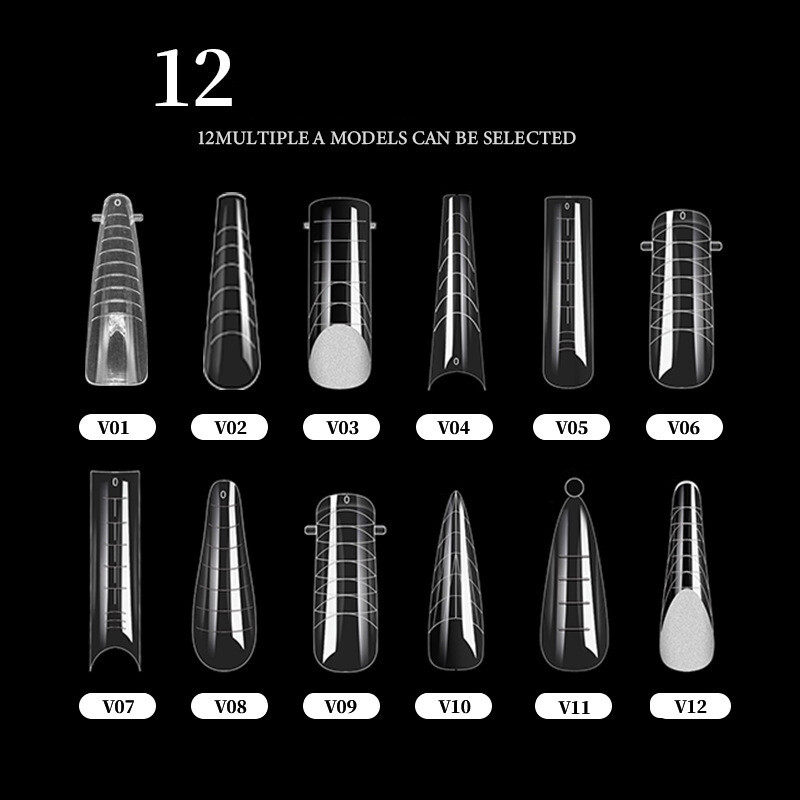 Naujos, 288 vnt. nagų formos, skirtos įvairiems tikslams, 12 stilių, piršto priauginimas be popieriaus, krištolinis nagų gabalėlis, skaidri nagų folija