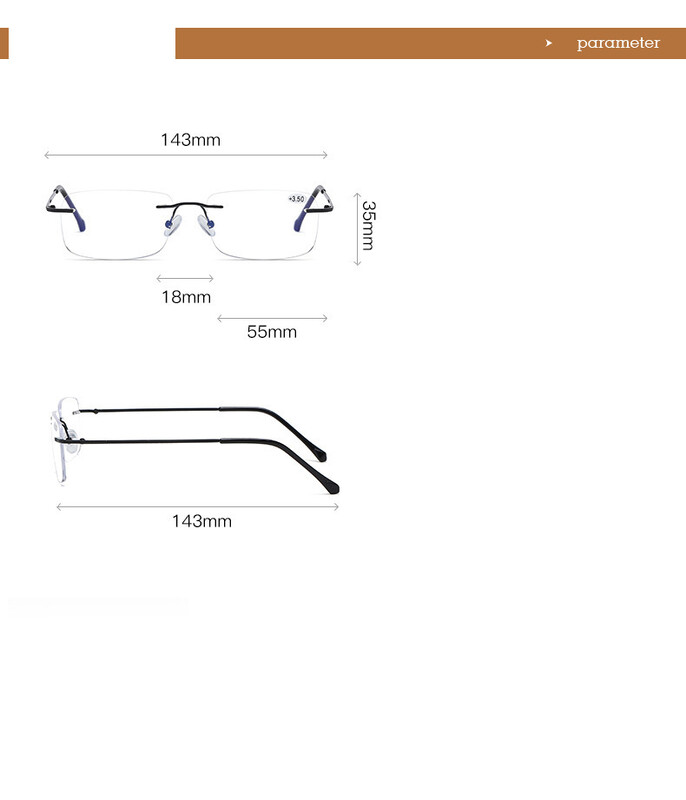 Производител на едро нови висококачествени бифокални очила за четене на дълги и близки разстояния с двойно предназначение, без рамки, модерни очила за четене с антисиня светлина за мъже