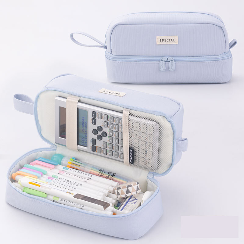 Suure mahutavusega pinal, kahekihiline, uus, kirjatarbed, põhikooliõpilastele, ümmarguse värviga, multifunktsionaalne, võrgust, punane pinal