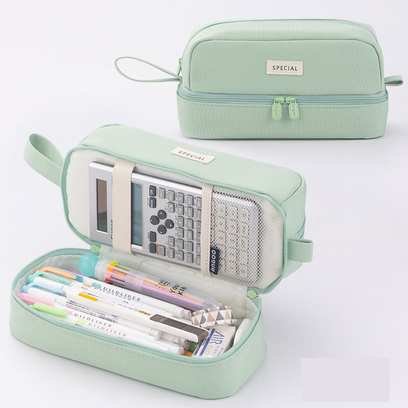 Suure mahutavusega pinal, kahekihiline, uus, kirjatarbed, põhikooliõpilastele, ümmarguse värviga, multifunktsionaalne, võrgust, punane pinal