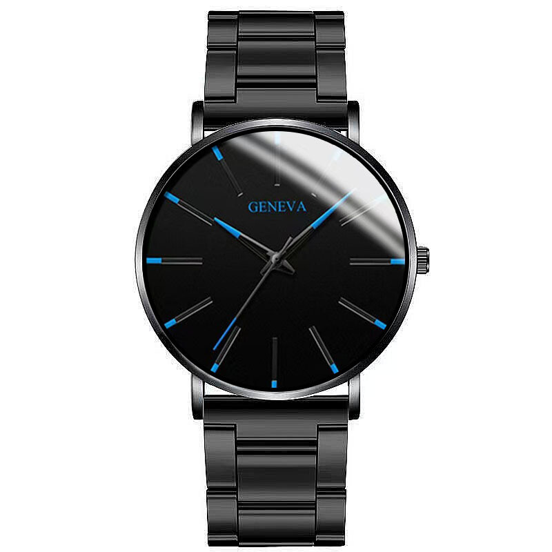  Vīriešu biznesa pulkstenis vidusskolēniem ar vienkāršu kvarca tērauda siksniņu, sportam un atpūtai, kas ir paredzēts pārrobežu, vienkāršs, moderns sieta siksniņas dizains.