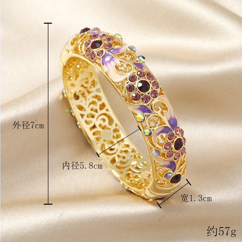 Visokokvalitetna stara pekinška cloisonne dvoslojna pozlaćena šuplja rezbarena otvorena narukvica u retro stilu, prijenos uživo, vrući artikl