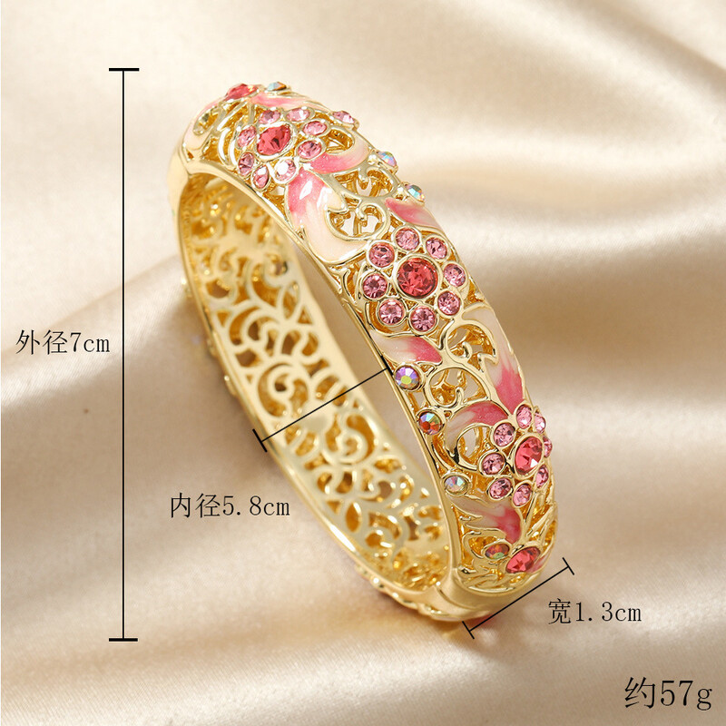 Visokokvalitetna stara pekinška cloisonne dvoslojna pozlaćena šuplja rezbarena otvorena narukvica u retro stilu, prijenos uživo, vrući artikl