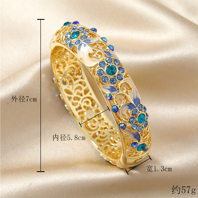 Visokokvalitetna stara pekinška cloisonne dvoslojna pozlaćena šuplja rezbarena otvorena narukvica u retro stilu, prijenos uživo, vrući artikl