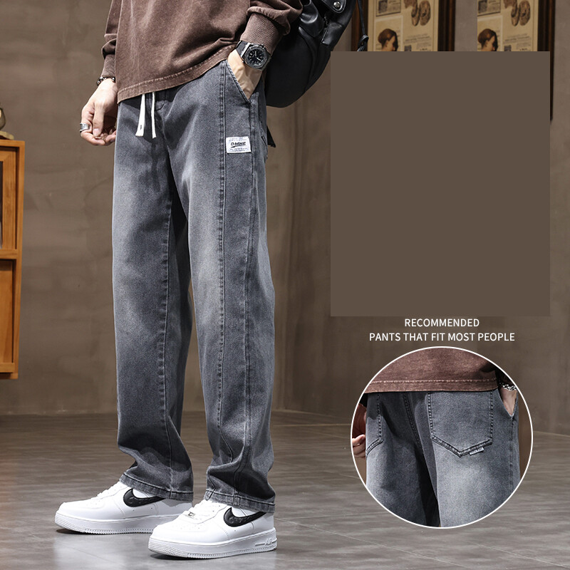 Blugi cu talie elastică pentru bărbați tineri, lejeri și strâmți, pantaloni casual confortabili, pantaloni drepți pentru bărbați, rezistenți la șifonare și la modă în culori multicolore