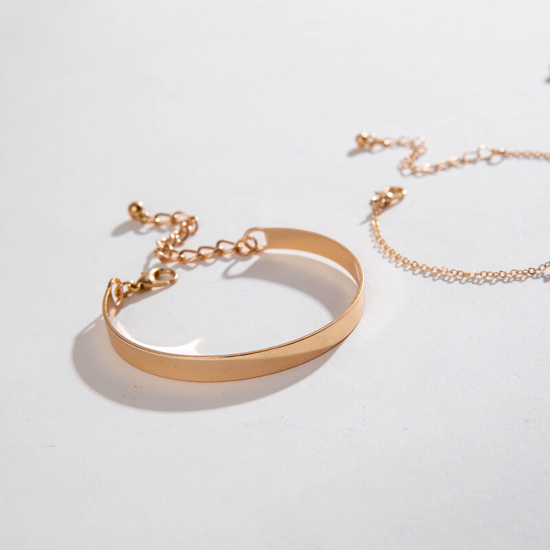 Set od tri dijamantne narukvice s djetelinom s pet listova, moderna aluminijska legura, jednostavni geometrijski glatki set narukvica za žene