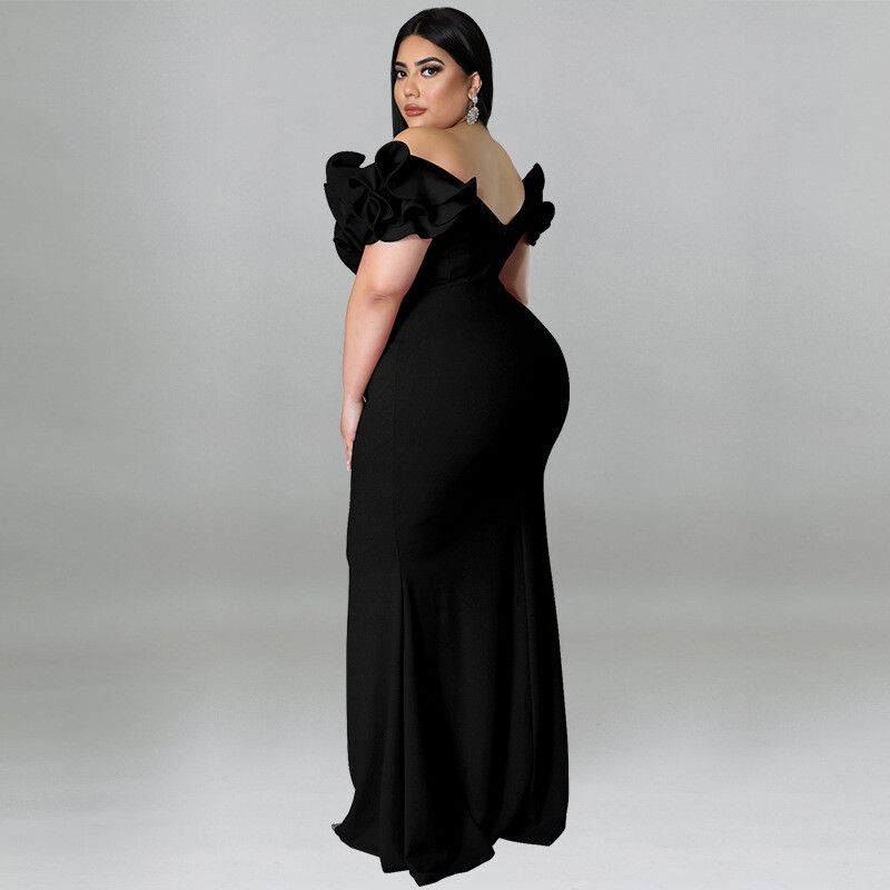 MY961 Европейска и американска мода, големи размери, дамска лятна рокля, ново пристигане, секси рокля с ръкав с лотосов лист и гол гръб