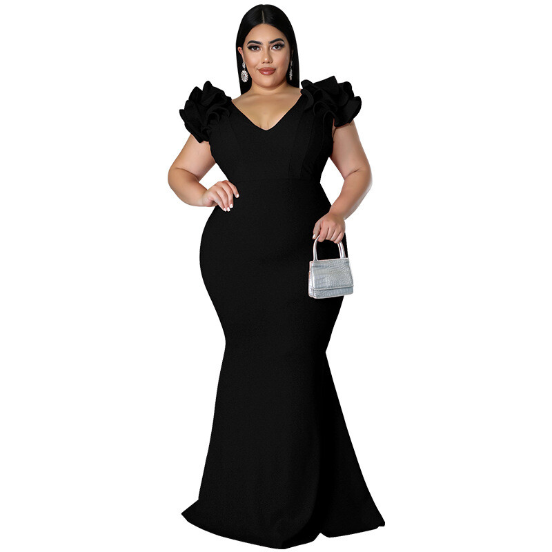 MY961 Европейска и американска мода, големи размери, дамска лятна рокля, ново пристигане, секси рокля с ръкав с лотосов лист и гол гръб