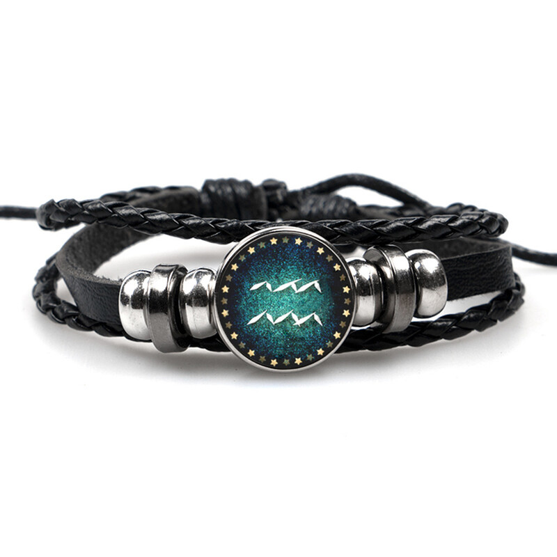 Najprodavanija roba iz Europe i Sjedinjenih Država u inozemstvu, popularne kožne narukvice za parove, moderne narukvice s dragim kamenjem u korejskom stilu za dvanaest zviježđa