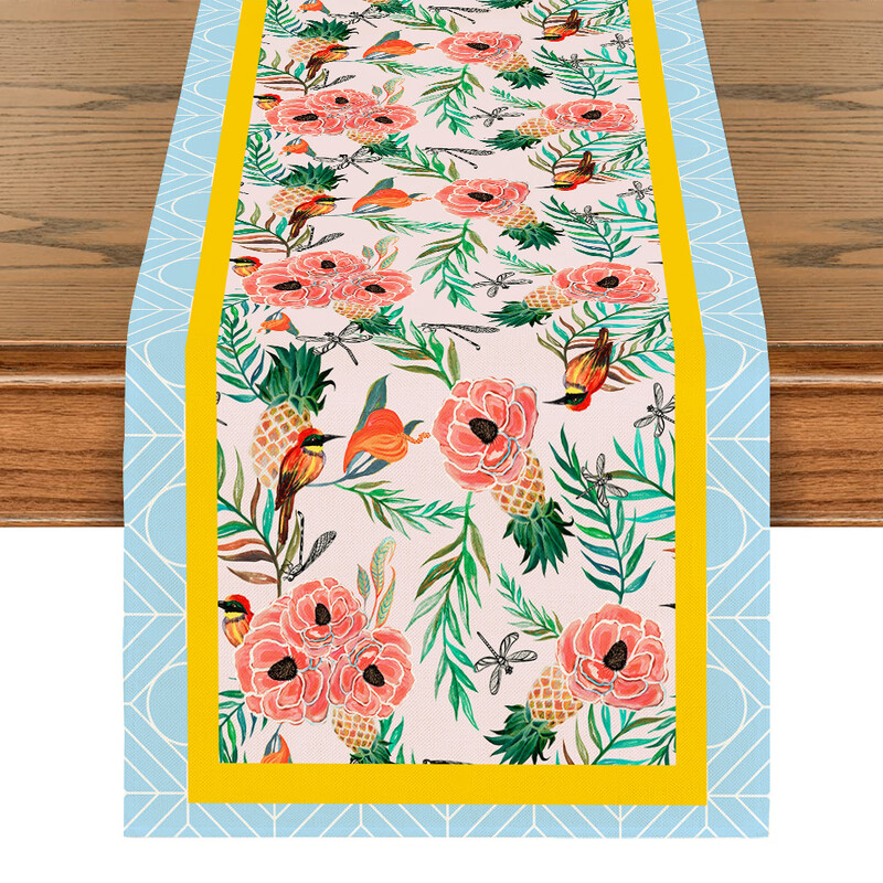 Пътека за маса "Океан" в ориенталски дизайн с флорални мотиви за маса на открито, закрито, парти, кухня, дом, трапезария, кафе, ресторант, декорация