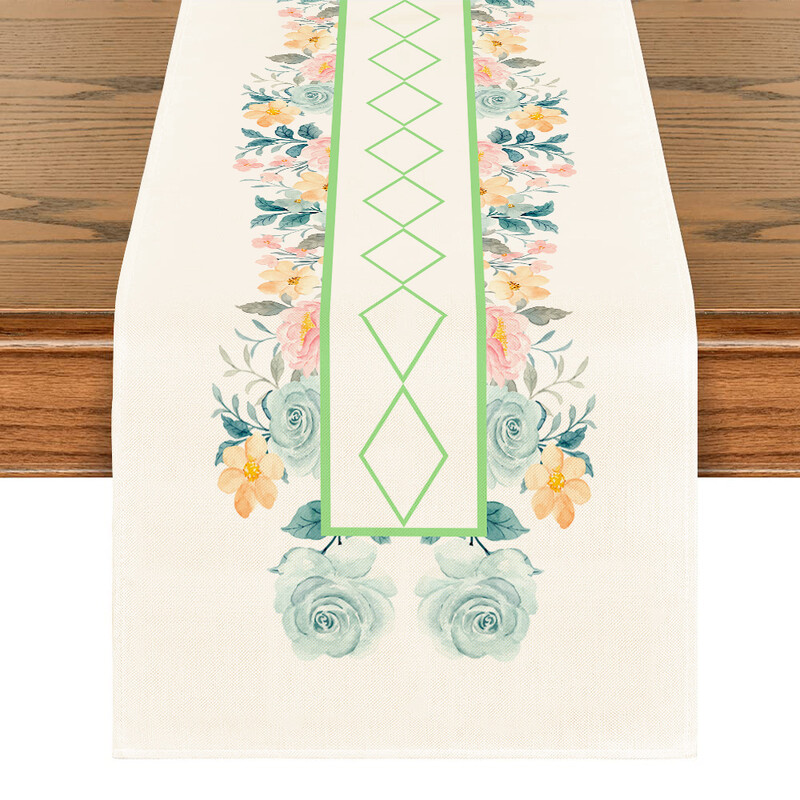 Пътека за маса "Океан" в ориенталски дизайн с флорални мотиви за маса на открито, закрито, парти, кухня, дом, трапезария, кафе, ресторант, декорация