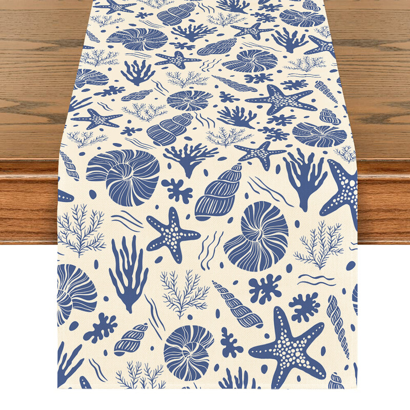 Пътека за маса "Океан" в ориенталски дизайн с флорални мотиви за маса на открито, закрито, парти, кухня, дом, трапезария, кафе, ресторант, декорация