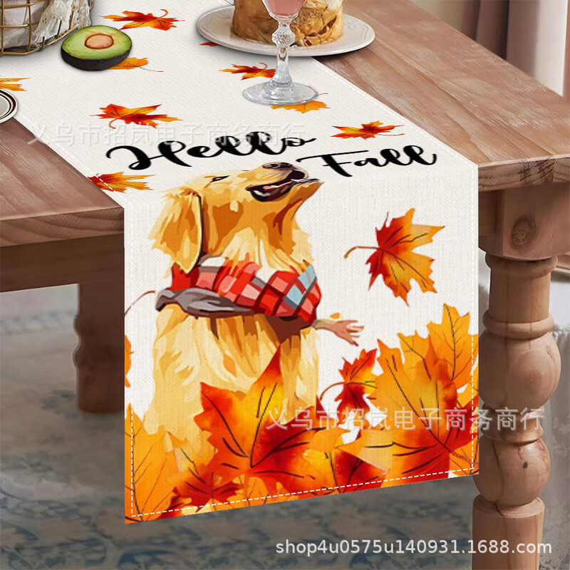 Трансгранична нова есенна покривка за маса с кленов лист и тиквени шарки, ленен принт, кухня, ресторант, изолация, декоративна покривка