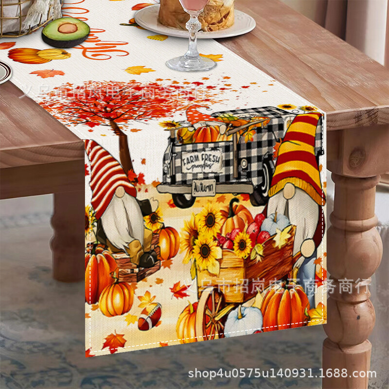 Трансгранична нова есенна покривка за маса с кленов лист и тиквени шарки, ленен принт, кухня, ресторант, изолация, декоративна покривка