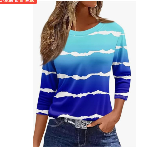 Νέα γυναικεία μπλούζα Amazon άνοιξη-καλοκαίρι, ευρωπαϊκή και αμερικανική, με τυπωμένη μέση, απομίμηση βαμβακιού, στρογγυλή λαιμόκοψη, μονόχρωμη, με μανίκια τριών τετάρτων και μακριά μανίκια