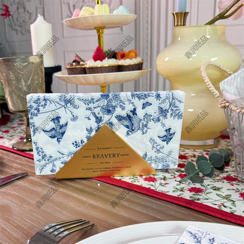 20 eksportinių mėlynų servetėlių su gėlių ir paukščių raštais, spalvingi popieriniai rankšluosčiai, padėkliukai vestuvėms, gimtadieniams, arbatėlės vakarėliams, restoranams, 33x40